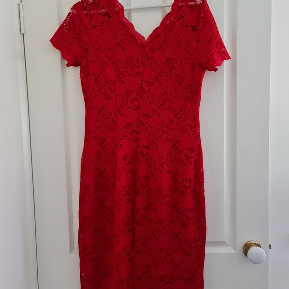 Red Lace Mini Dress - Picture 2 of 7